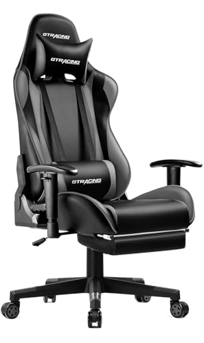 GTPLAYER ゲーミングチェア オットマン付き リクライニング155度 PUレザー