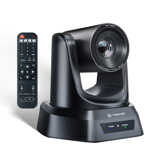 TONGVEO webウェブ会議PTZカメラ10倍光学ズームHDMI/USB会議室カメラ1080P60fps