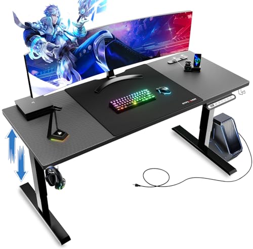 GTPLAYER ゲーミングデスク 電動昇降式 幅110cm 静音 デスクマット・コンセント付き