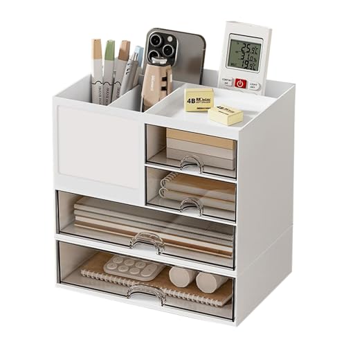 VARMHUS デスクオーガナイザー 4引き出し付き 8グリード分類