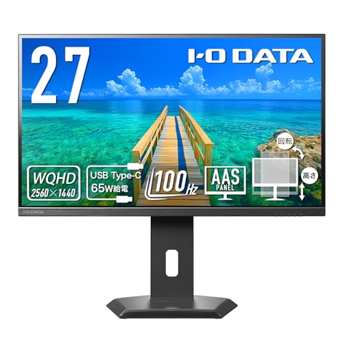 IODATA モニター 27インチ WQHD 100Hz Type-C給電 USBハブ搭載 EX-CQ270SA-F