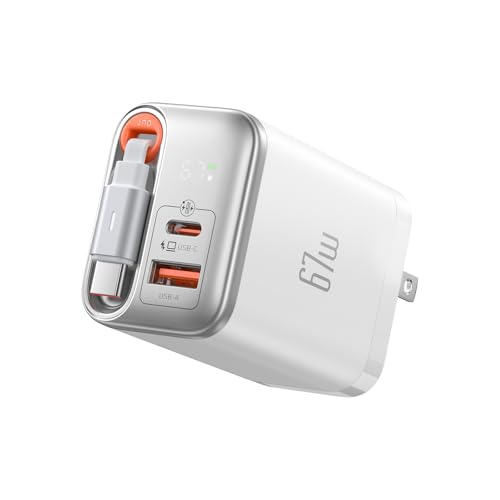 Mcdodo 67W GaN 急速充電器 Type-C充電器（伸縮式Type-Cケーブル付き）