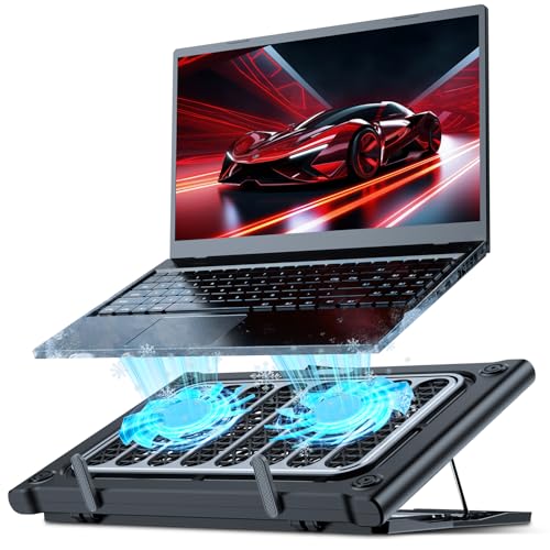 Zxyceo 2026年新型 ノートパソコン冷却パッド 大型ファン2基 6段階高さ調整 USBポート2つ 7-17インチ対応