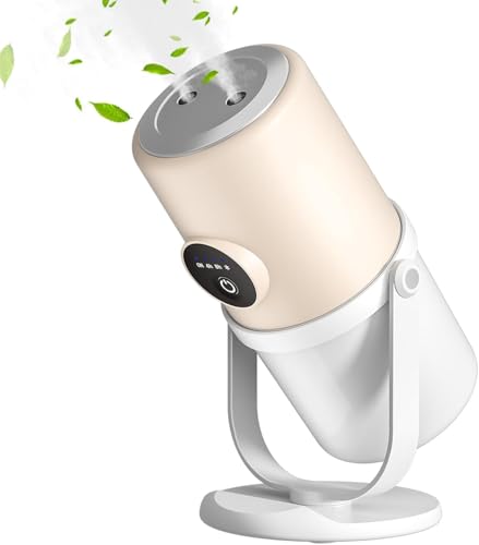 Hommily 加湿器 ダブル噴霧 360°回転 1800mAhバッテリー 7色LED