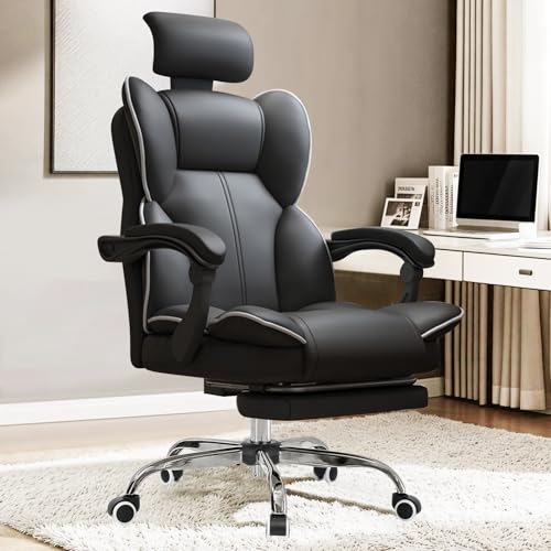 LEEZONE オフィスチェア フットレスト付き リクライニング 連動式アームレスト