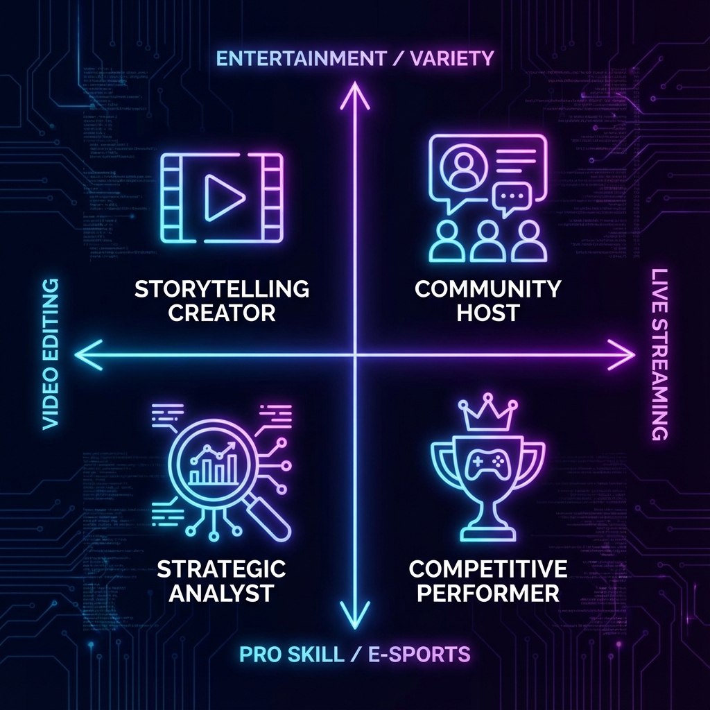 ゲーム実況者の配信スタイル分類マトリクス